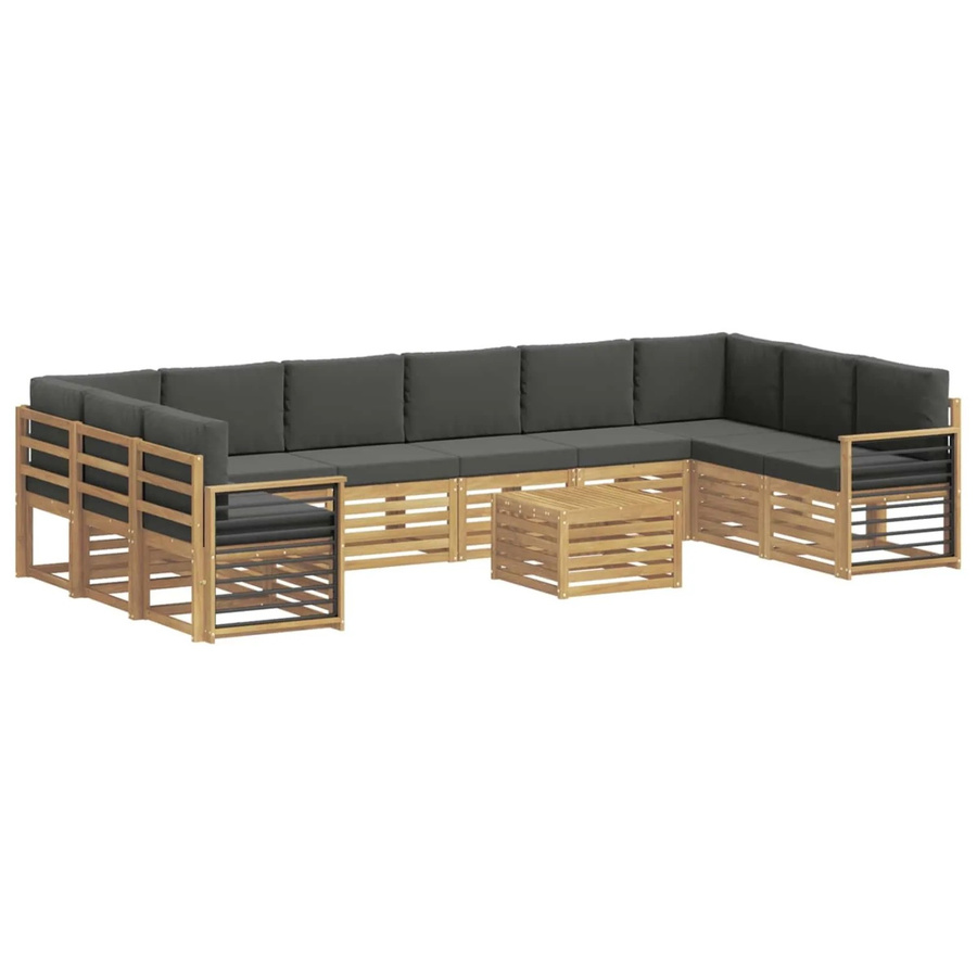 vidaXL Outdoor-Sofagarnitur L-Form aus Akazienholz mit Polstern in Weiß und Anthrazit, 8-teiliges Set, B/T/H: 59 x 59 x 37 cm - Bild 2