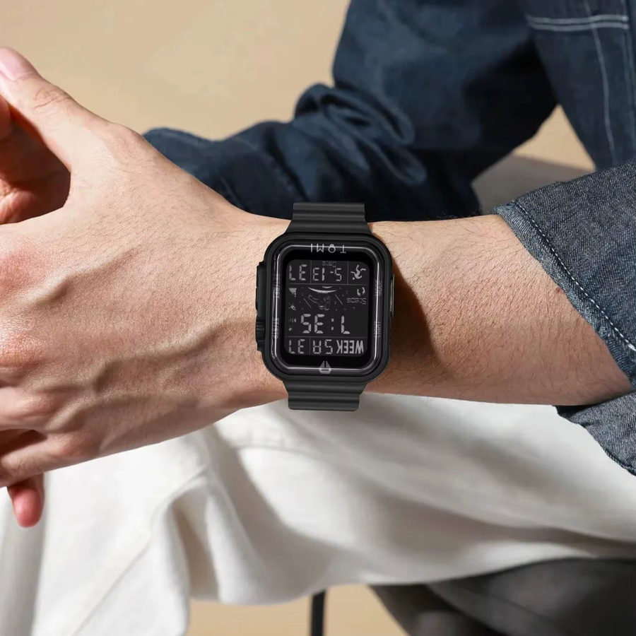 TOMI Smartwatch Herren, 1,86 Zoll AMOLED, Schwarz, Silikon - Bild 2