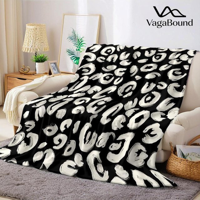 JMG Household Supplies Flanelldecke mit abstraktem Punktemuster in Schwarz und Weiß, weich und warm, B/H: 70 x 100 cm - Bild 1