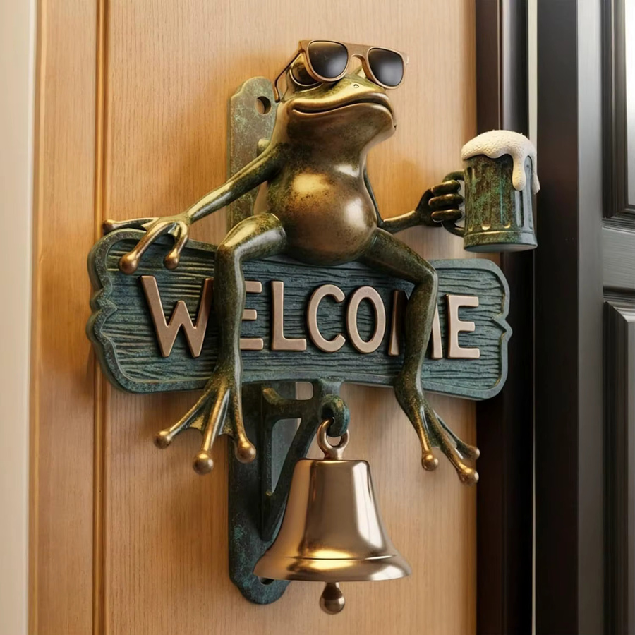 Chill Frog Windspiel Willkommen Türklingel mit Frosch als hängende Dekoration aus Harz in Mehrfarbig - Bild 3