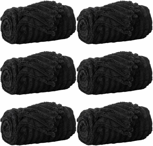 6er-Set vidaXL Fleece-Wohndecken Schwarz B: 200 cm, T: 150 cm - Bild 1