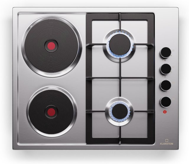 Klarstein MultiChef 4 Hot Plate Einbaukochfeld in Silber mit 2 Gasbrennern und 2 Elektrokochfeldern aus Edelstahl - Bild 1