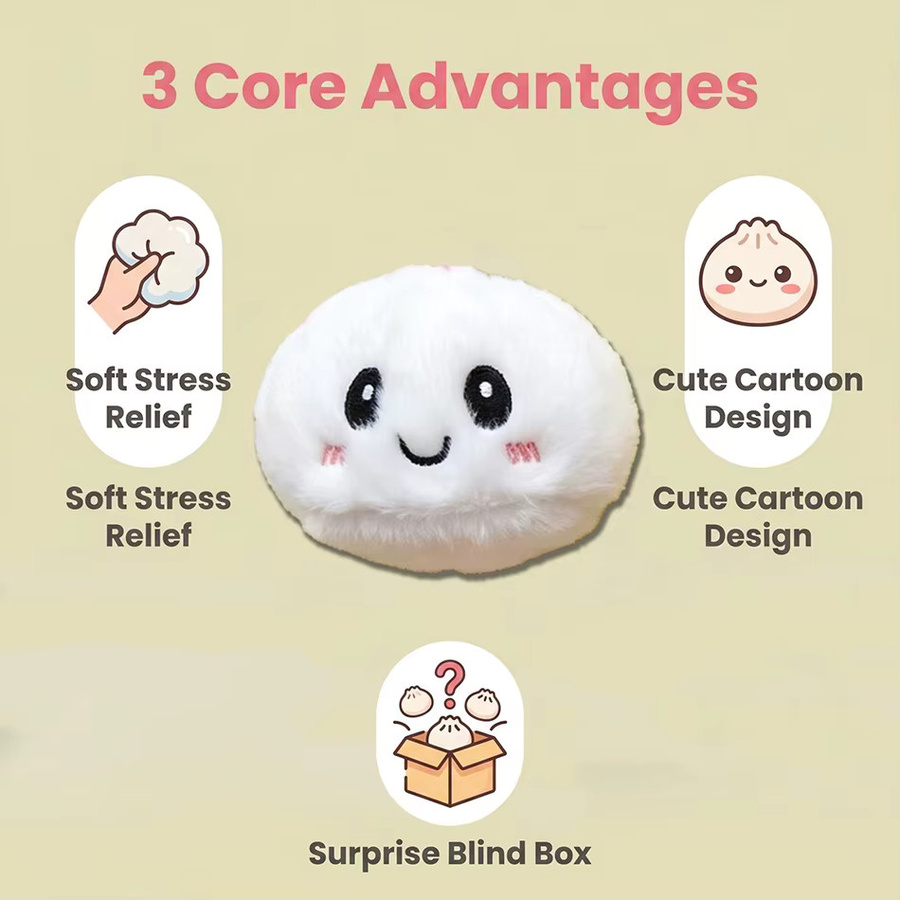 Bandai Cartoon-Dumpling Squishy Plüsch-Schlüsselanhänger, Blind Box - Bild 2