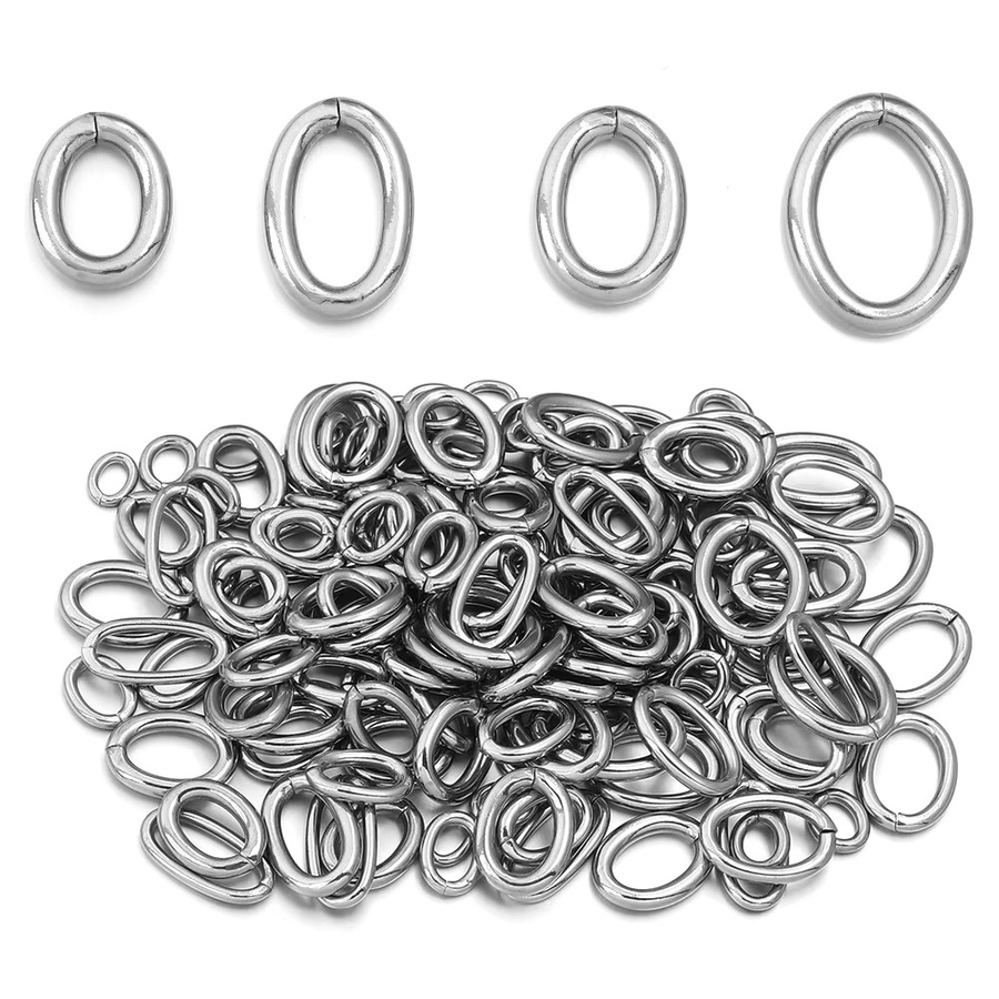 Xinyao Ring Verschlüsse Oval, Edelstahl, Silber - Bild 3