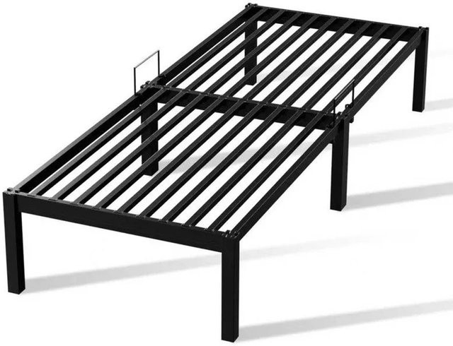 HOMAVO Metallbettgestell aus Stahl in Schwarz Matt im Industriestil, B/T/H: 90 x 200 x 30 cm - Bild 1