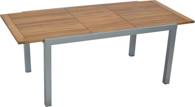 Merxx Gartentisch Tilos aus Aluminium und Akazie, ausziehbar, braun, B/T/H: 90 x 75 x 150/200 cm - Bild 1