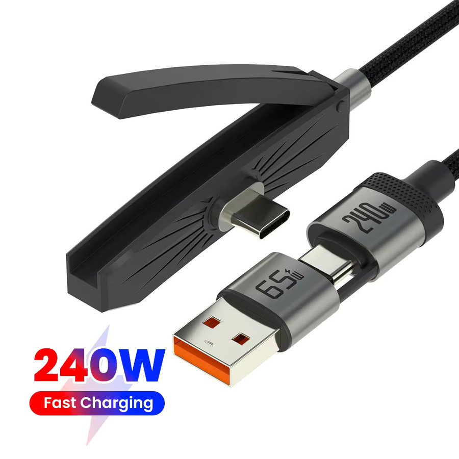 ILEPO 2-in-1 Standladegerät mit Telefonhalter und Kabel, 240W Schnellladestation mit USB-C und USB-A, Schwarz - Bild 5