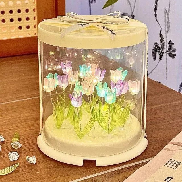 YJMP Super Lighting DIY Tulpenlampe als handgefertigtes Nachtlicht in Bunt für das Schlafzimmer - Bild 1