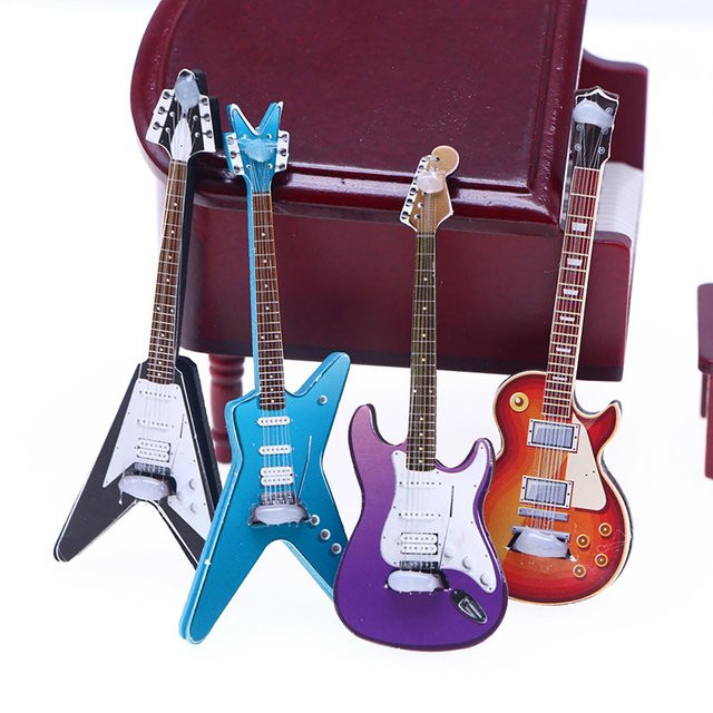 Gitarre Bass Ornament, Miniatur-Musikinstrument, Puppenhaus Spielzeug - Bild 1