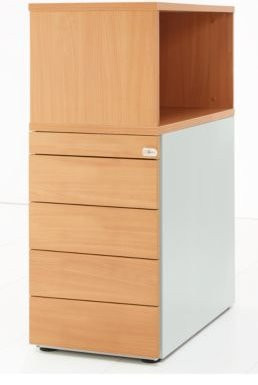 Schäfer Shop Genius Standcontainer mit Aufsatzregal, abschließbar, Farbe: Buche/Braun - Bild 1