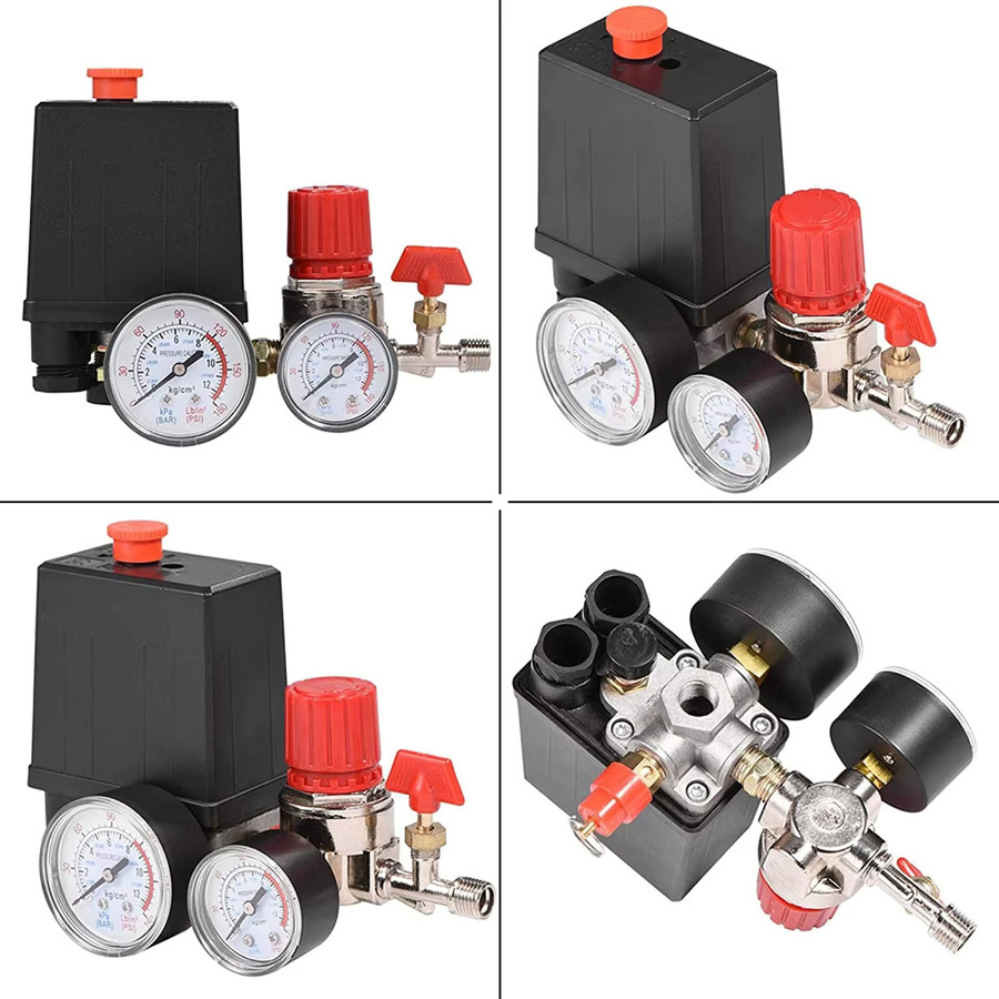 Toorise Luftkompressor Druckregler mit Sicherheitsventil und Messgerät 90-120psi, 1/4 Zoll BSP, Schwarz - Bild 4