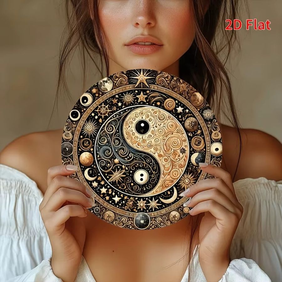 HELLOYOUNG Yin Yang Feng Shui Metallschild als Hängedekoration für Innen- und Außenbereich - Bild 4