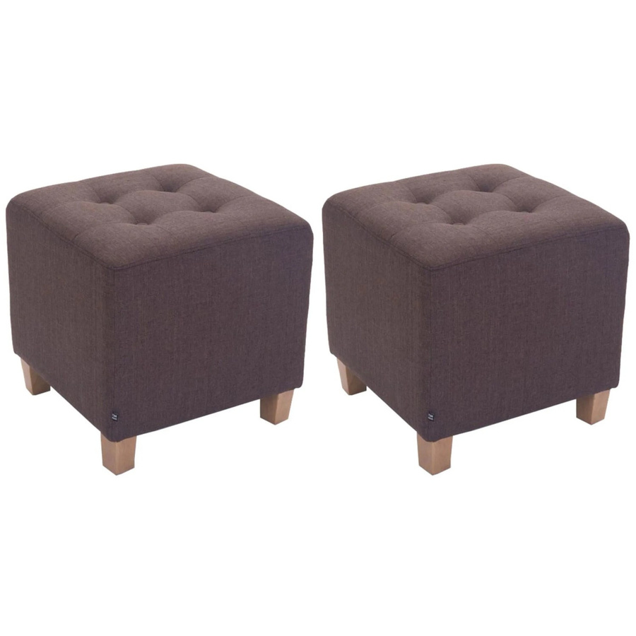 DELUKE 2er Set Sitzhocker CELIS Polsterhocker aus Stoff in Braun, B/T/H: 45 x 45 x 46 cm - Bild 2