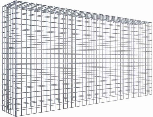 Gabiona Anbaukorb Typ 3 aus Stahl mit C-Ring, silbergrau, B/H/T: 100 x 200 x 30 cm, Maschenweite: 5 x 5 cm - Bild 1