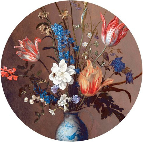 K&L Wall Art Runde Vliestapete Van der Ast Blumen Kunstdruck, mehrfarbig, matt - Bild 1