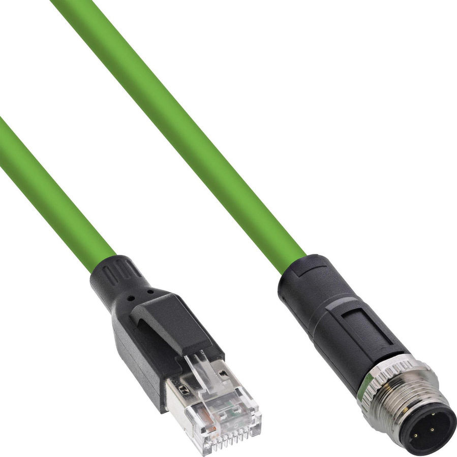 InLine Industrial Netzwerk-Patchkabel M12 4-Pin D-codiert auf RJ45 Stecker/Stecker, PUR, Grün, 20 m - Bild 1