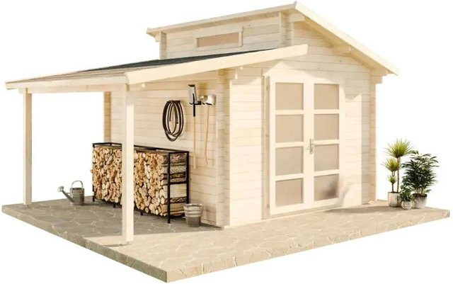 Alpholz Gartenhaus Aktiva Pultdach Unbehandelt Braun B: 500 cm, T: 360 cm, H: 289 cm - Bild 1