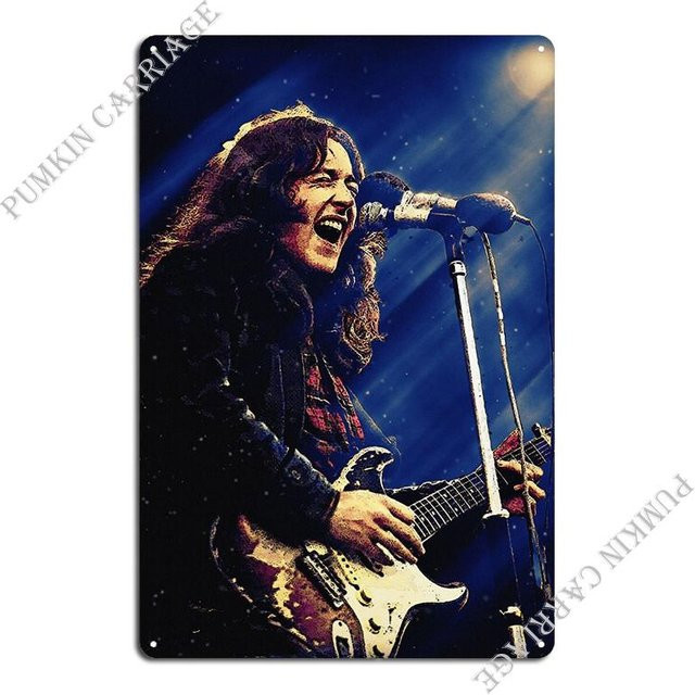 ZX ART Metallplakette William Rory Gallagher Wanddekoration Blau B: 20 cm, H: 30 cm - Bild 1