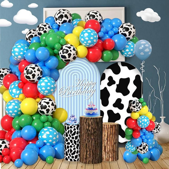 12-teiliges Ballon-Set, Kuh und Wolken, Bauernhofparty-Dekorationen - Bild 1
