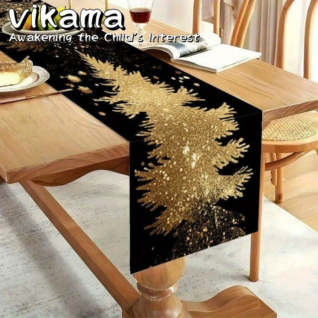 VIKAMA Weihnachts-Tischläufer aus Leinen mit Grafikdesign für deine Weihnachtsdekoration, B/H: 90 x 33 cm - Bild 1