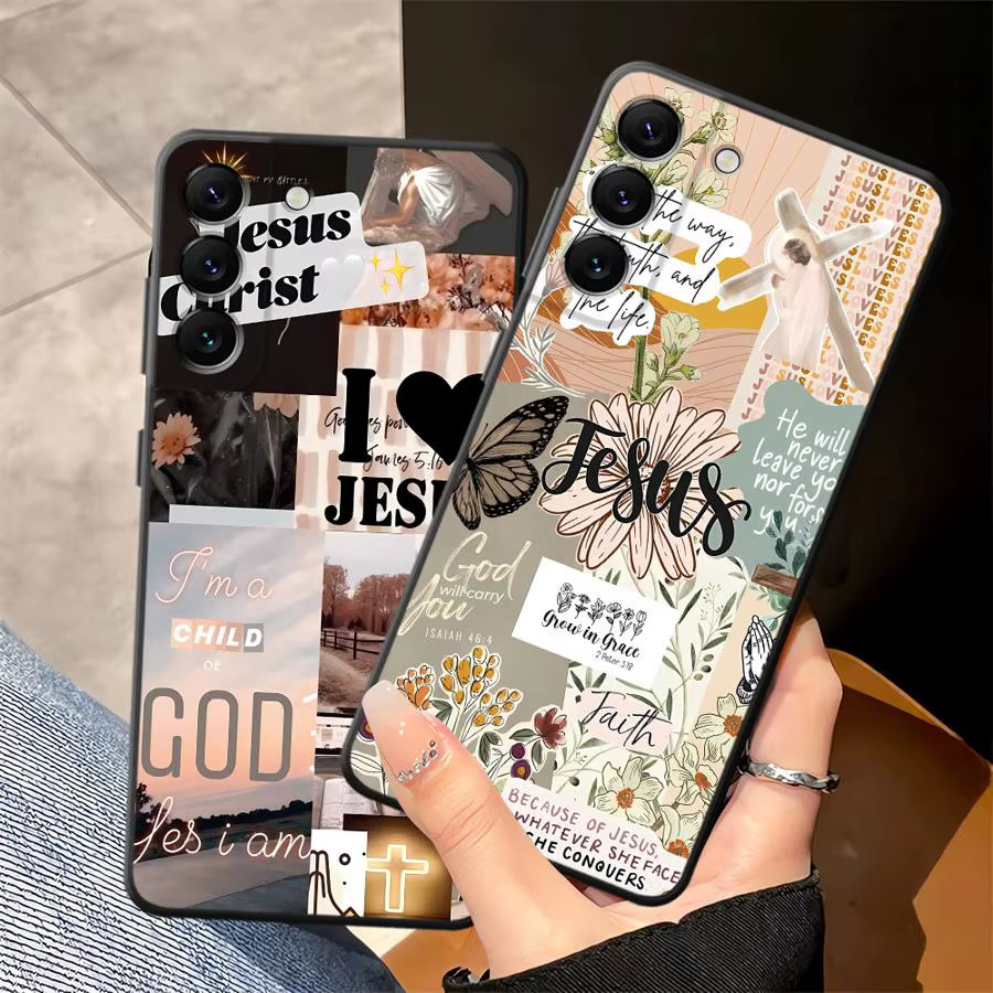Weiche Handyhülle mit Jesus-Collage-Muster für Samsung Galaxy Android Smartphones, Mehrfarbig - Bild 2
