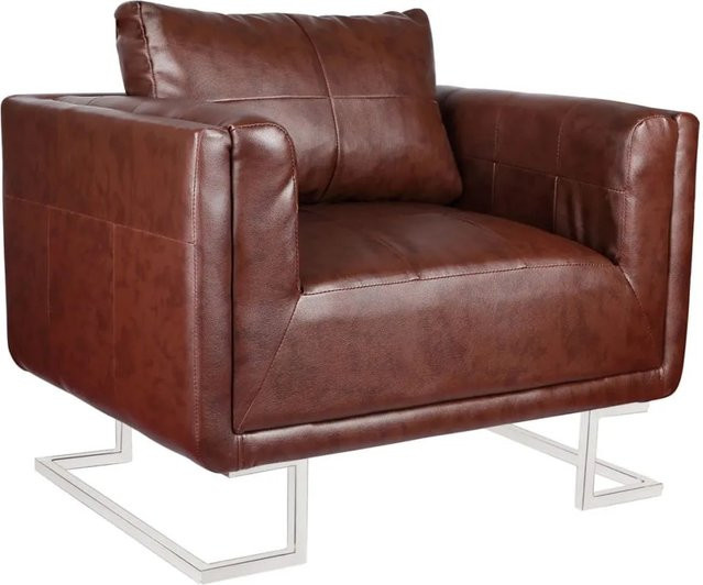 vidaXL Würfel-Sessel aus braunem Kunstleder mit Holzrahmen und Armlehnen, B/T/H: 85,5 x 63,0 x 63,0 cm - Bild 1