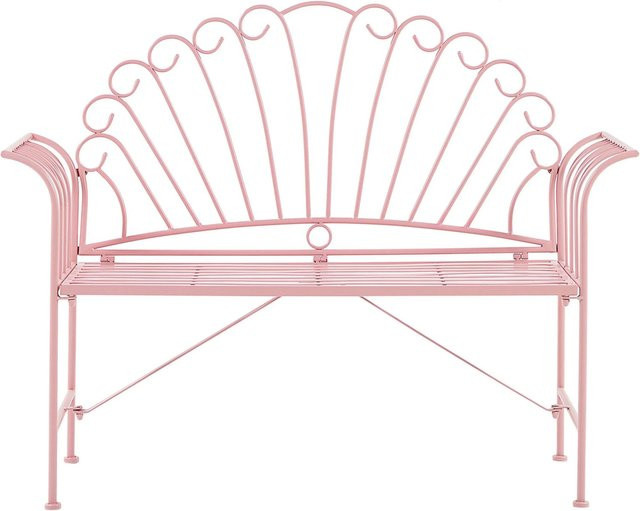 Beliani Gartenbank aus Metall in Rosa im Retro-Design, B/T/H: 125 x 46 x 97 cm - Bild 1