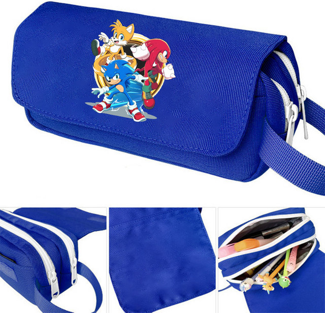TAKARA TOMY Sonics Federmäppchen mit Cartoon-Anime-Grafikdruck in Blau - Bild 1