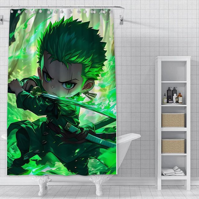 Wasserfester Duschvorhang mit Anime L-Luffy Motiv von Baifenbai Home Furnishing, bunt, Polyester, B/H: 180 x 200 cm - Bild 1