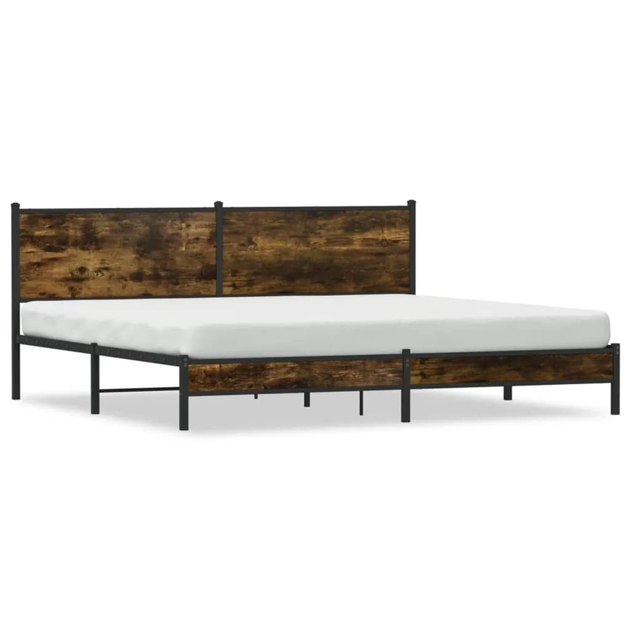 vidaXL Metallbett in Räuchereiche ohne Matratze, B/T: 193 x 203 cm - Bild 2