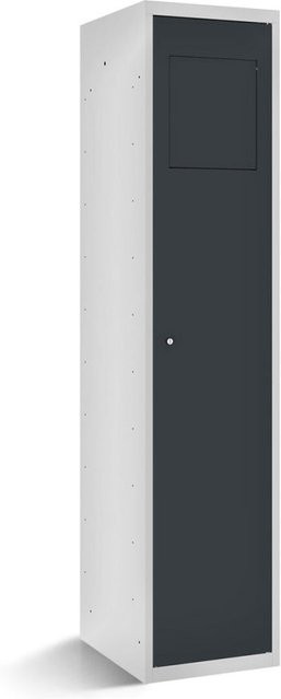 rotstahl Wäschesammelschrank mit Einwurfklappe und Scharniertüren, Korpus Lichtgrau und Türen Anthrazit, B/T/H: 40 x 50 x 180 cm - Bild 1
