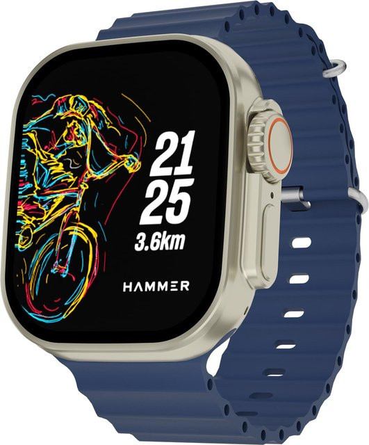 Hammer Active 2.0 Plus Smartwatch mit 2,1 Zoll HD-Display, Bluetooth-Anruffunktion und Gestensteuerung in Blau - Bild 1