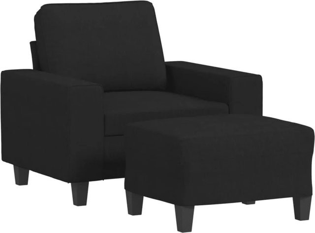 vidaXL Sessel mit Hocker Schwarz Modernes Design aus Stoff mit Armlehnen - Bild 1