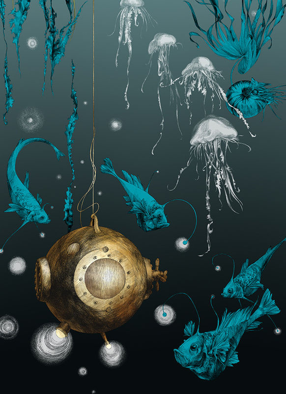 Edmond Petit Meeres-Tapete Nautilus gauche in Schwarz und Blau aus Vlies - Bild 2
