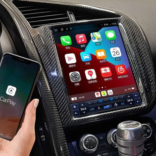 Jetalon Android Carplay Autoradio mit 9,7 Zoll Touchscreen und GPS Navigation für Audi R8 2007-2014, Multimedia DSP Stereo Video Player in Schwarz - Bild 1
