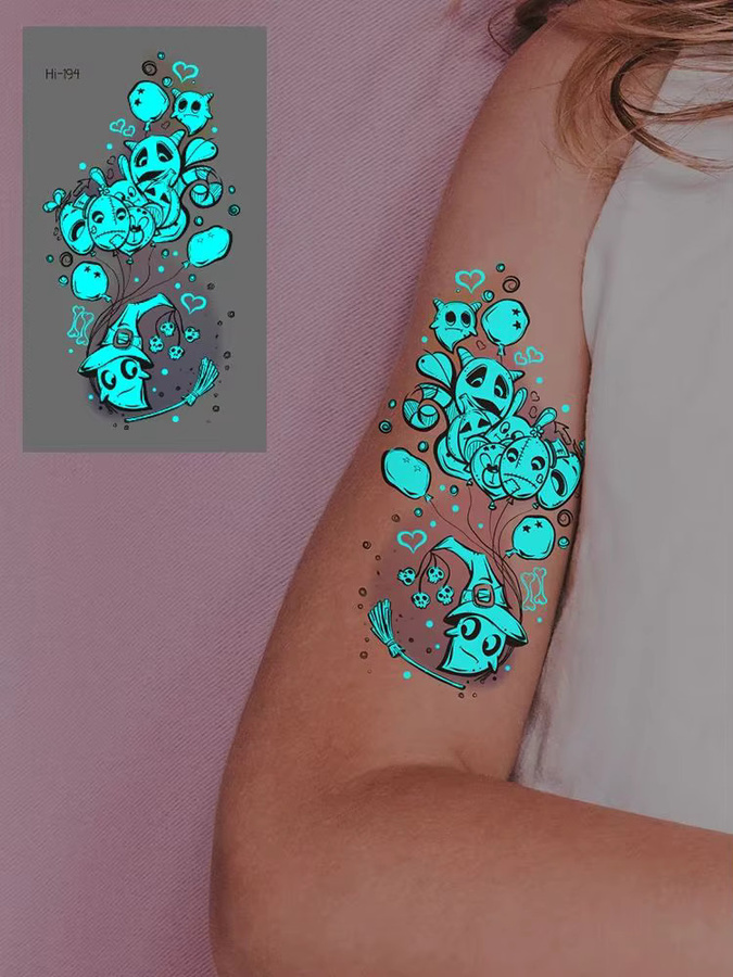 ROCOOART Halloween Glitzer-Tattoos, 12 Blatt, wasserfest - Bild 3
