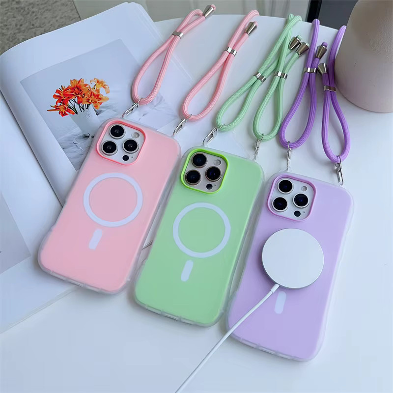 SUNWARD 3D Katzenohr Handyhülle mit MagSafe und Umhängeband für iPhone 11 bis iPhone 17 Pro Max, Farbe: Weiß - Bild 2