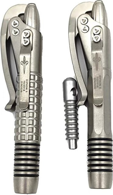 Microtech Titanlegierung Taktischer Stift Multifunktionsstift in Silber und Grau zur Selbstverteidigung und als Signaturstift - Bild 1