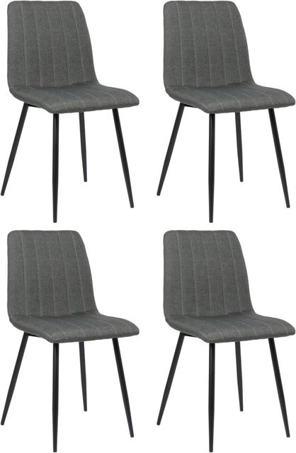 4er Set Esszimmerstühle DELUKE LENZ in Dunkelgrau mit Stoffbezug und Metallgestell, H: 88 cm, B: 45 cm, T: 53 cm - Bild 1