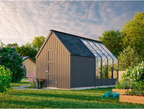 Palmako Holz-Gartenhaus Emilia Satteldach in Grau, B: 431 cm, T: 286 cm, H: 240 cm - Bild 1