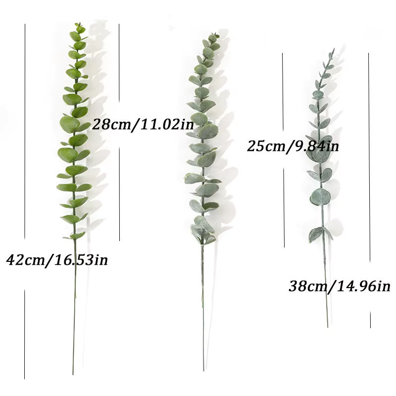 Künstlicher Eukalyptus Kmitang in Grün und Weiß, Tropische Plastikpflanze für Hochzeit und Wohnkultur, Höhe: 42 cm - Bild 4