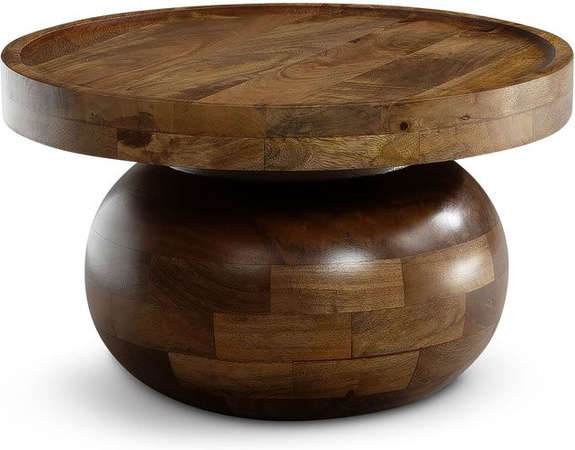 Wohnling Couchtisch aus Mango Massivholz in Braun, B/T/H: 50 x 50 x 30,5 cm