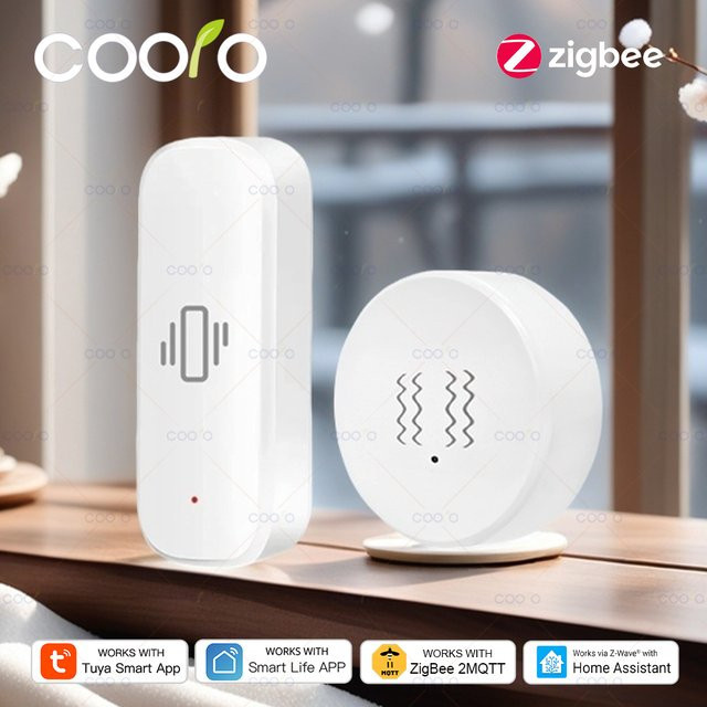 Tuya Zigbee Vibration Sensor coolo White Echtzeit Motion Shock Alarm für Tür und Fenster zur Sicherheit - Bild 1
