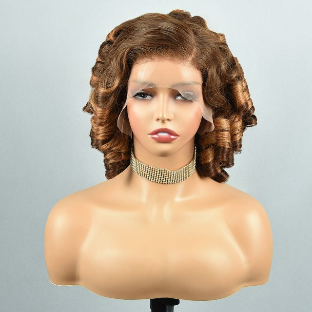 HAIRUGO Bouncy Curl Perücke, Remy Echthaar, HD Lace Front, Damen - Bild 1