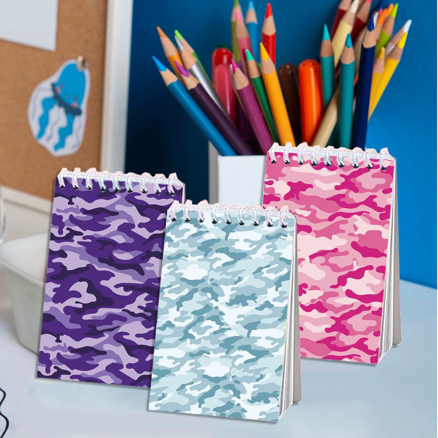 Camouflage Mini Memo Pad Spirale Notebook Set in Multicolour für Schule und Büro - Bild 4