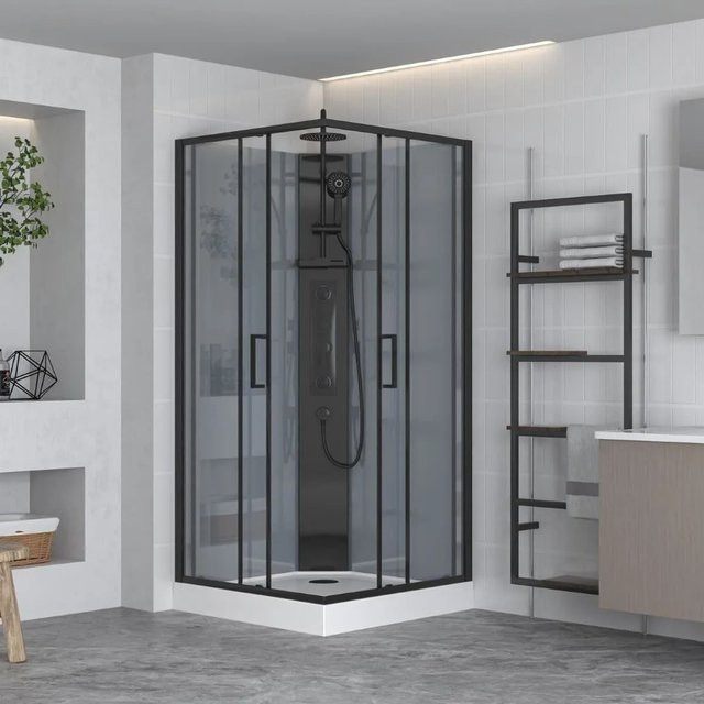 Swiss Aqua Technologies Komplettdusche mit Schiebetür und Duschsystem in Schwarz, B/T: 90 x 90 cm - Bild 1