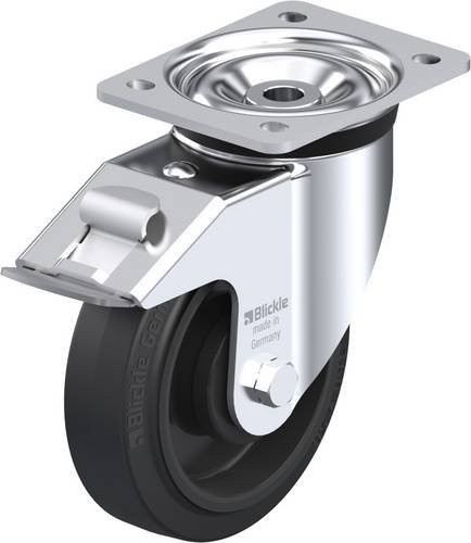 Blickle Lenkrolle LK-POEV 160KA-FI mit Feststeller in Schwarz und Silber, Rad-Durchmesser: 160 mm, Tragfähigkeit: 400 kg - Bild 1