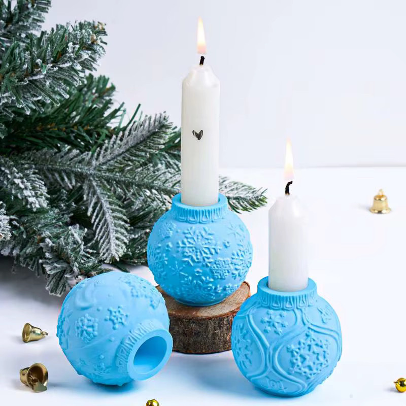 UDOCOOL Silikonform für 3D Weihnachtskugel Kerzenhalter mit Schneeflocken-Prägung für DIY Gips und Harz Handwerk - Bild 3