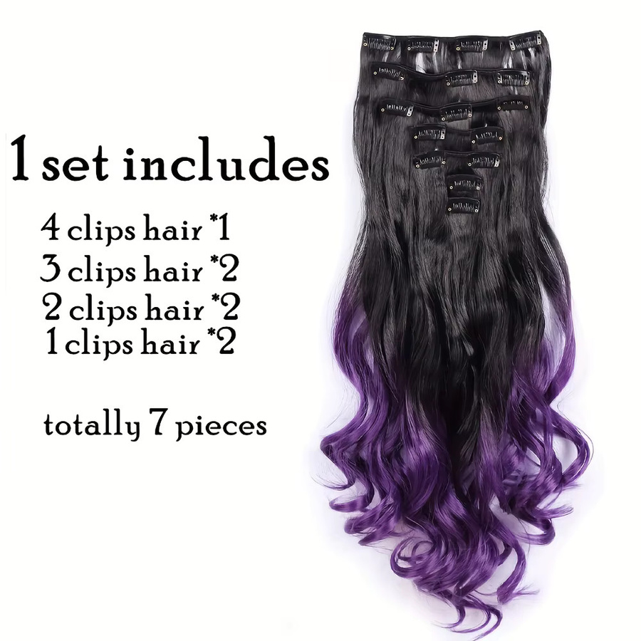 JIAMEISI Clip-in Haarverlängerung, 22 Zoll, Ombre, lockig gewellt, synthetisch, Damen - Bild 3