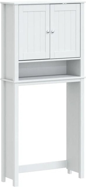 vidaXL Waschmaschinenschrank BERG in Weiß aus Massivholz mit Spiegel und Regalen, B/T/H: 76 x 27 x 164,5 cm - Bild 1